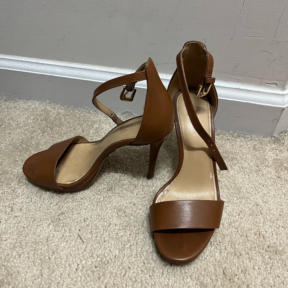 MICHAEL Michael Kors Brown Leather Heeled Sandals